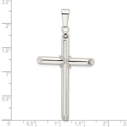 Sterling Silver Polished X Center Large Hollow Tube Cross Pendant