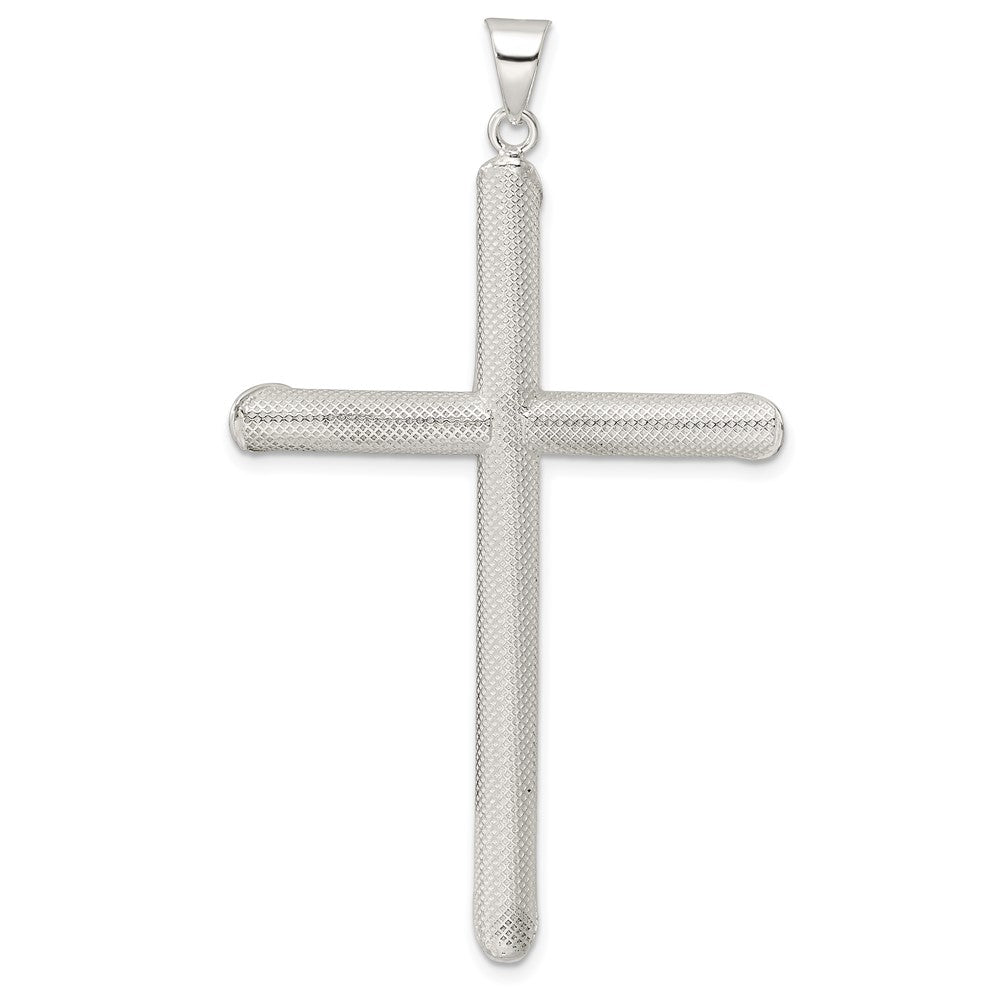 Sterling Silver Polished And Texture Tube Cross Pendant