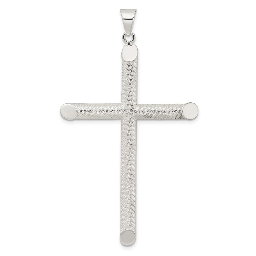 Sterling Silver Polished And Texture Tube Cross Pendant