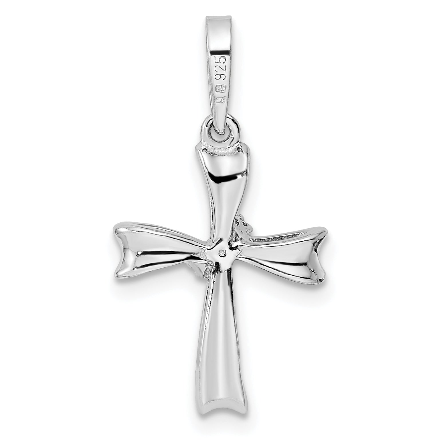 Sterling Silver Rhodium-Plated Cz Cross Pendant