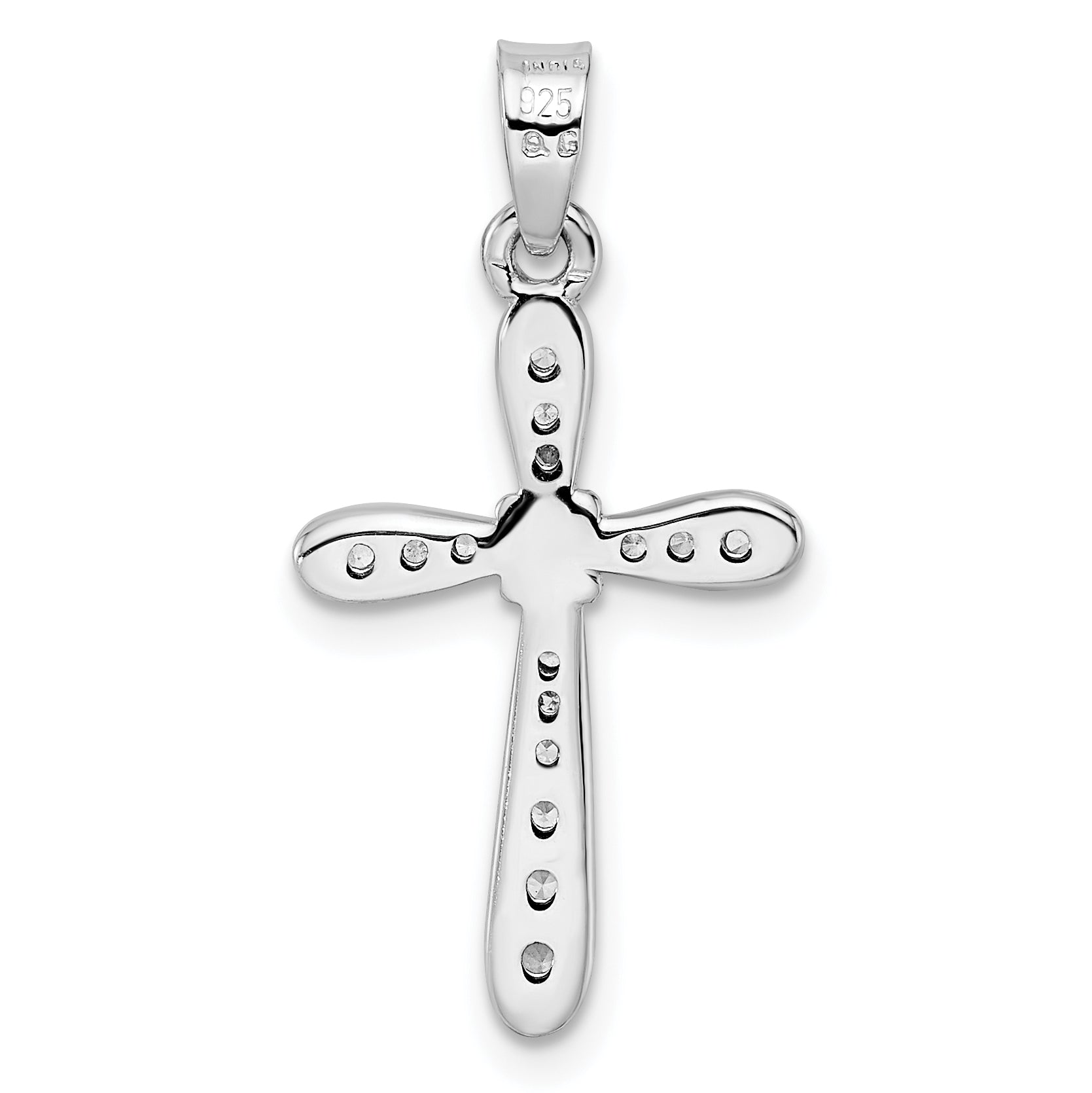 Sterling Silver Rhodium-Plated W/Cz X-Center Cross Pendant