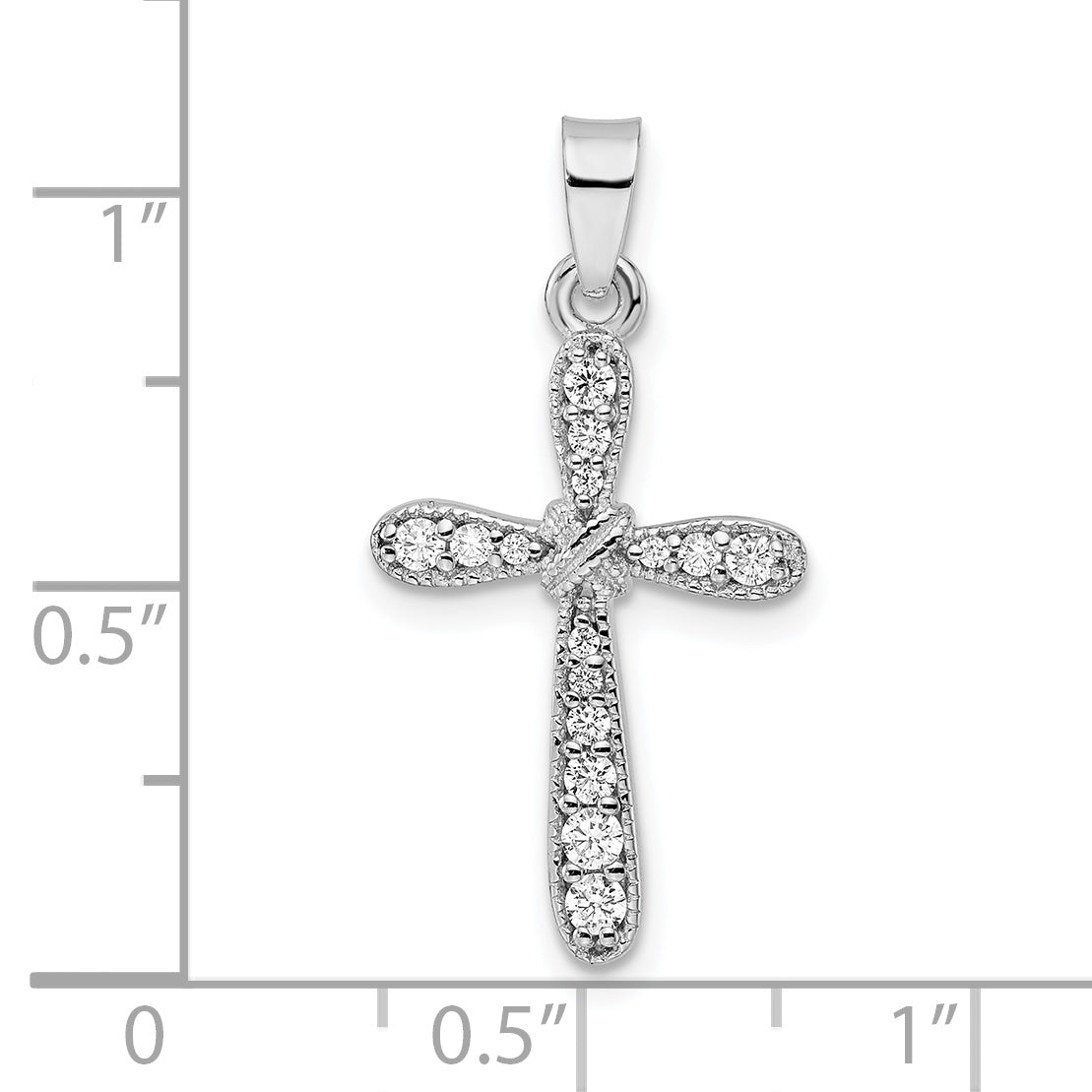 Sterling Silver Rhodium-Plated W/Cz X-Center Cross Pendant