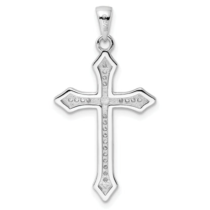 Sterling Silver Rhodium-Plated Cz Cross Pendant
