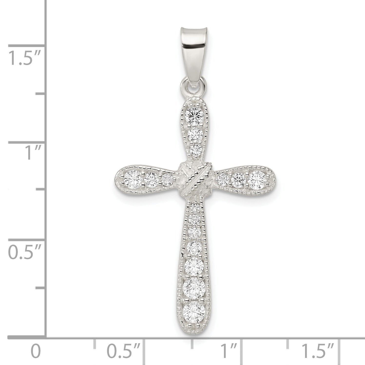 Sterling Silver Cz W/X-Center Cross Pendant