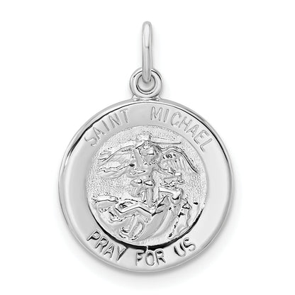 Sterling Silver Rhodium-Plated Polished Solid Saint Michael Pendant