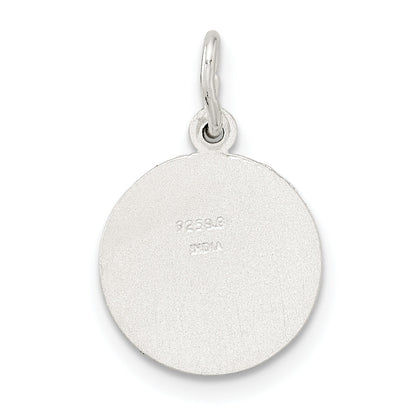 Sterling Silver Polished Satin And D/C Cherub Circle Charm