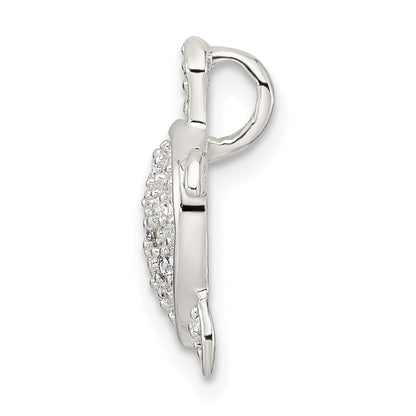 Sterling Silver Polished Cz Turtle Chain Slide