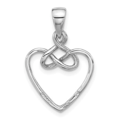 Sterling Silver Rhodium-Plated Polished Fancy Open Heart Pendant