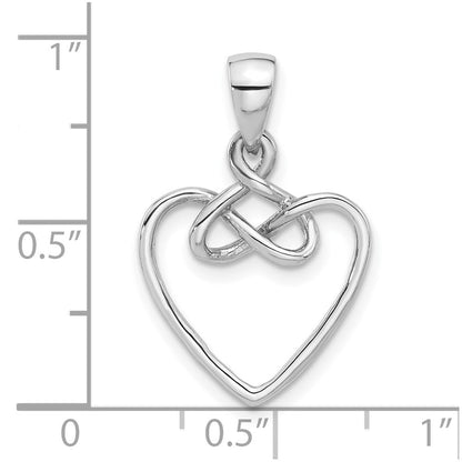 Sterling Silver Rhodium-Plated Polished Fancy Open Heart Pendant
