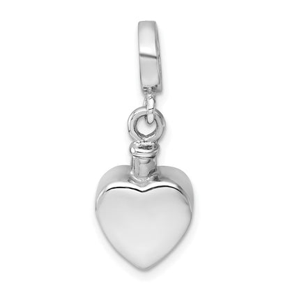 Sterling Silver Rhodium-Plated Polished Heart Ash Holder Pendant