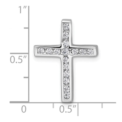 Sterling Silver Rhodium-Plated Polished CZ Cross Chain Slide Pendant