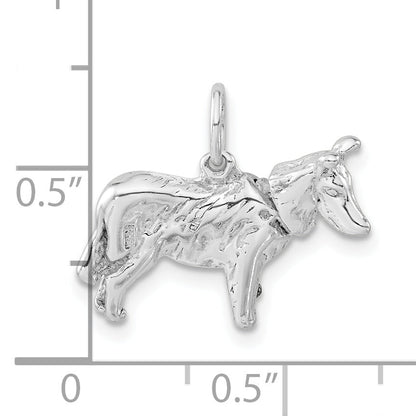 Sterling Silver 3-D Polished Collie Dog Charm