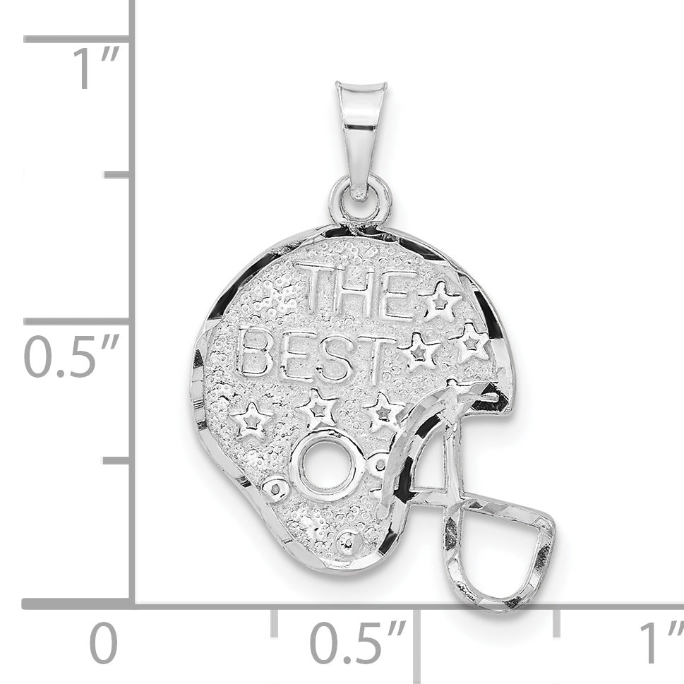 Sterling Silver Polished Diamond-Cut The Best Star Helmet Charm