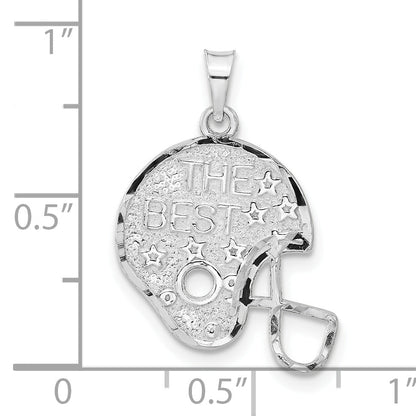 Sterling Silver Polished Diamond-Cut The Best Star Helmet Charm