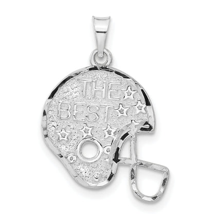 Sterling Silver Polished Diamond-Cut The Best Star Helmet Charm