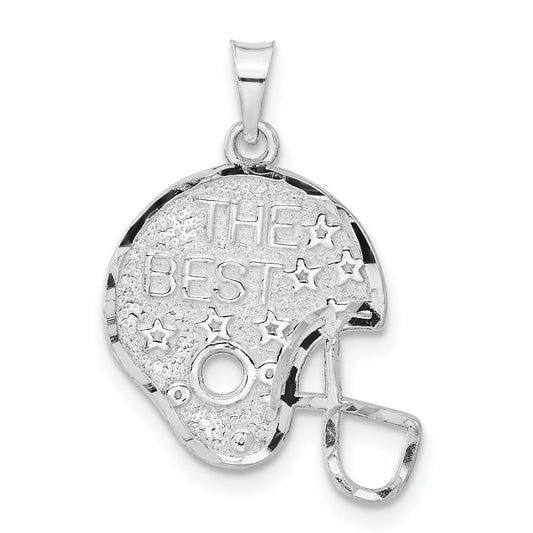 Sterling Silver Polished Diamond-Cut The Best Star Helmet Charm