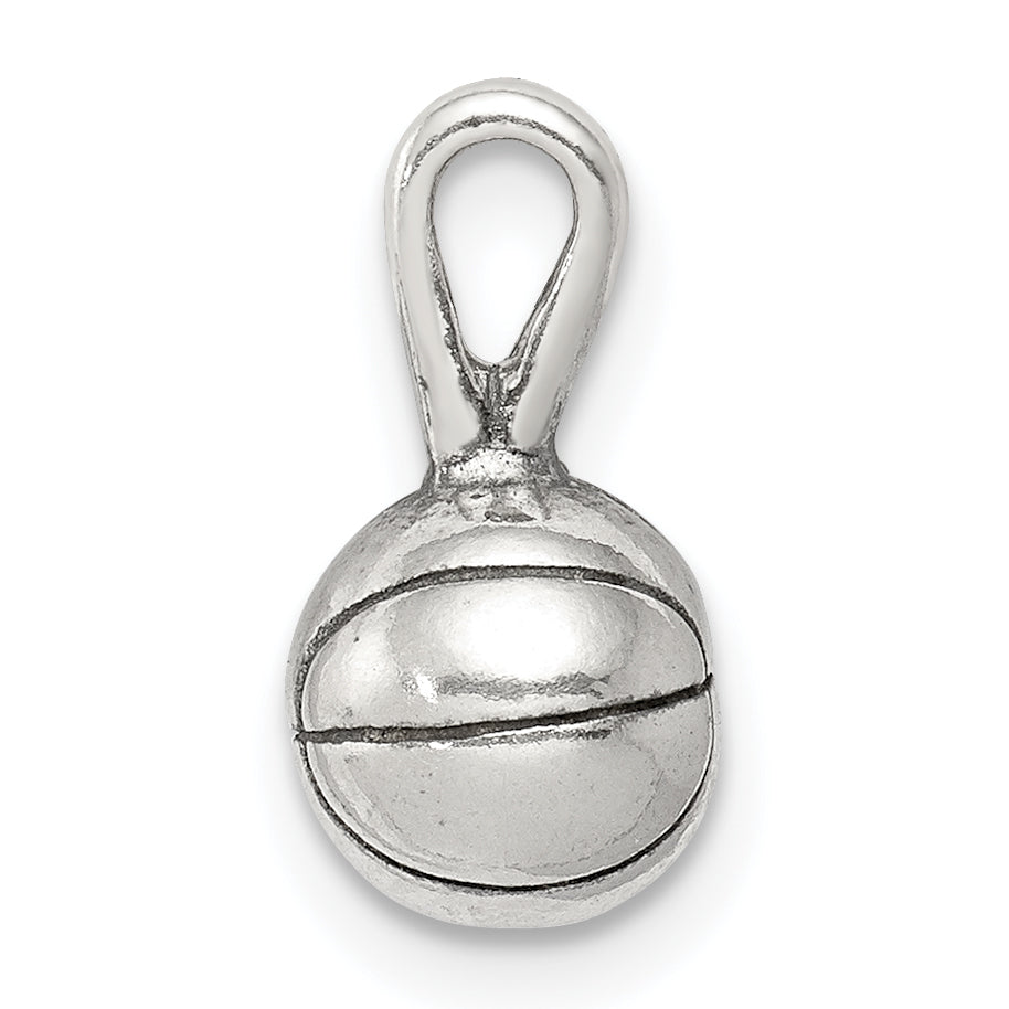 Sterling Silver Antiqued Basketball Charm