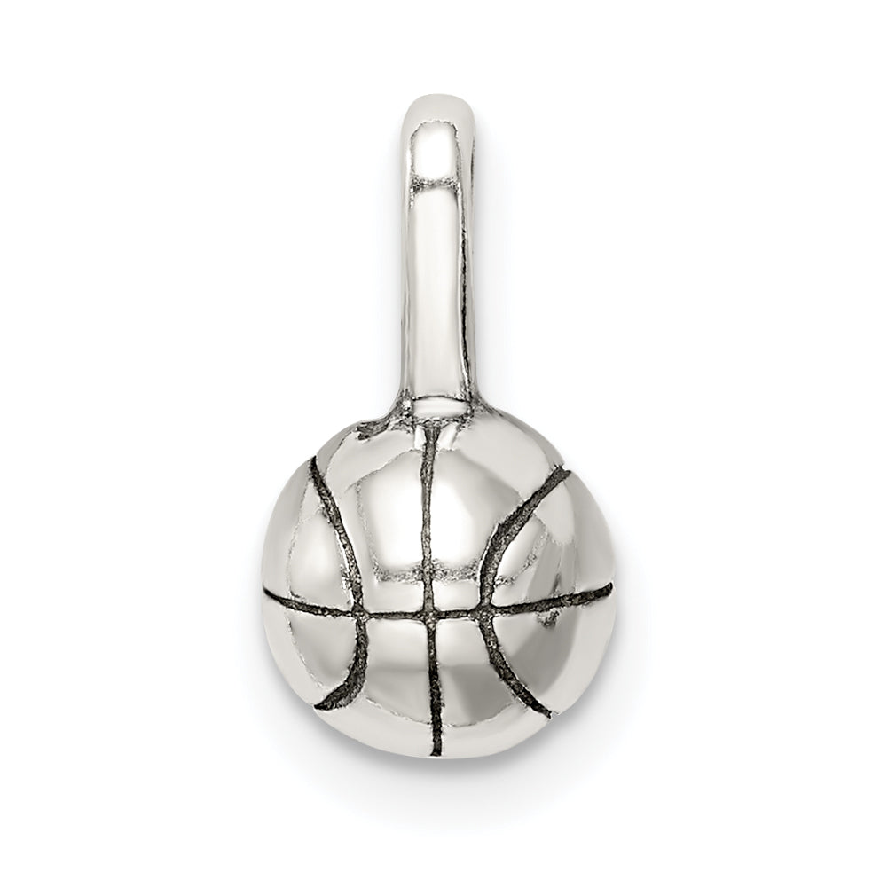 Sterling Silver Antiqued Basketball Charm