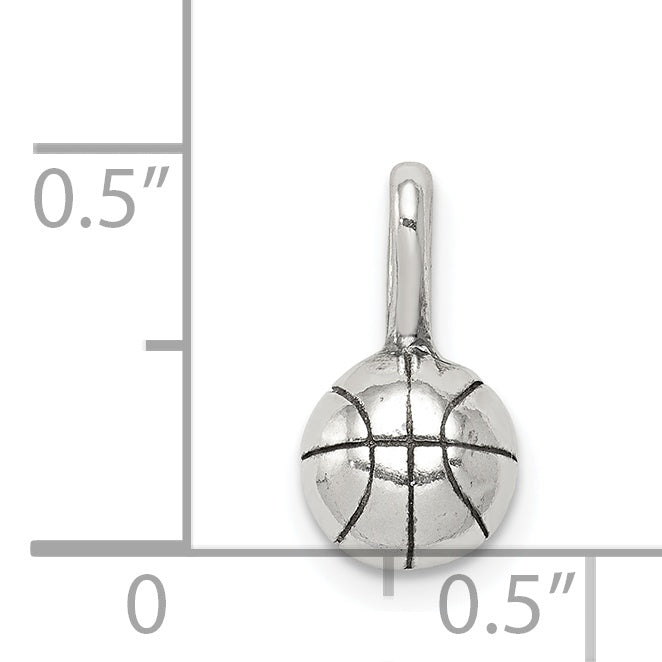 Sterling Silver Antiqued Basketball Charm