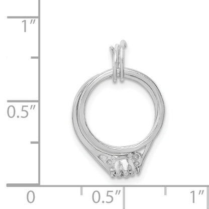 Sterling Silver Rhodium-Plated Wedding Ring Set Charm