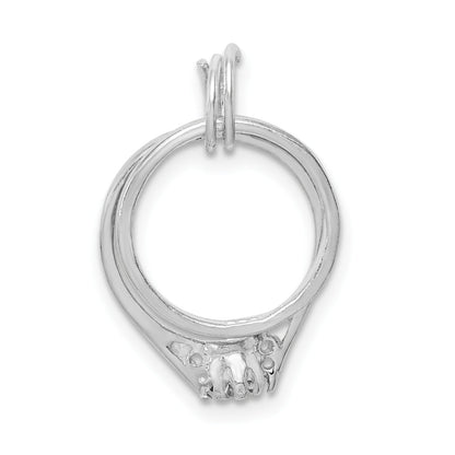 Sterling Silver Rhodium-Plated Wedding Ring Set Charm