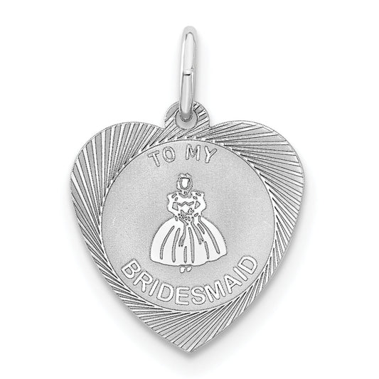 Sterling Silver To My Bridesmaid Heart Disc Charm