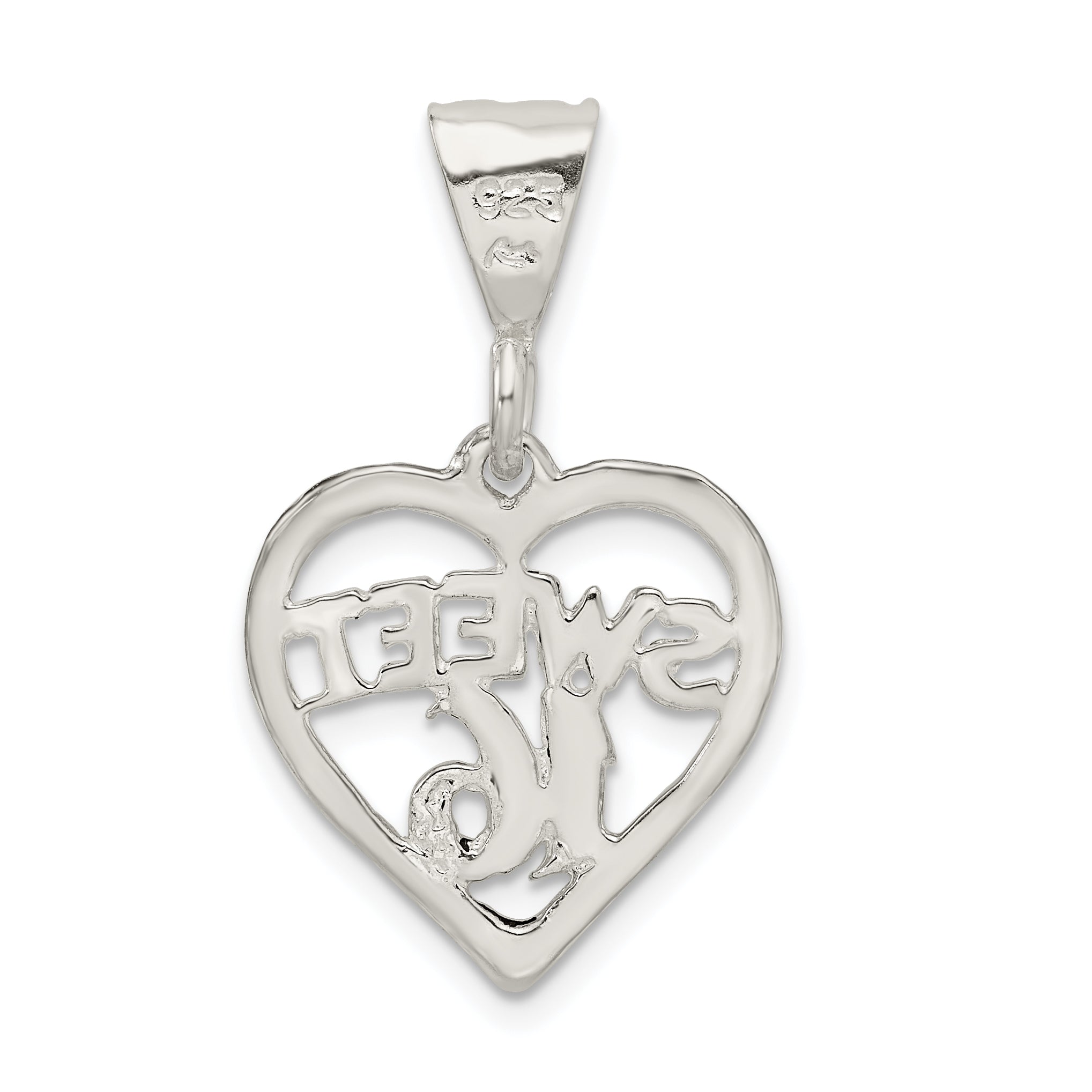 Sterling Silver Heart Sweet 16 Charm