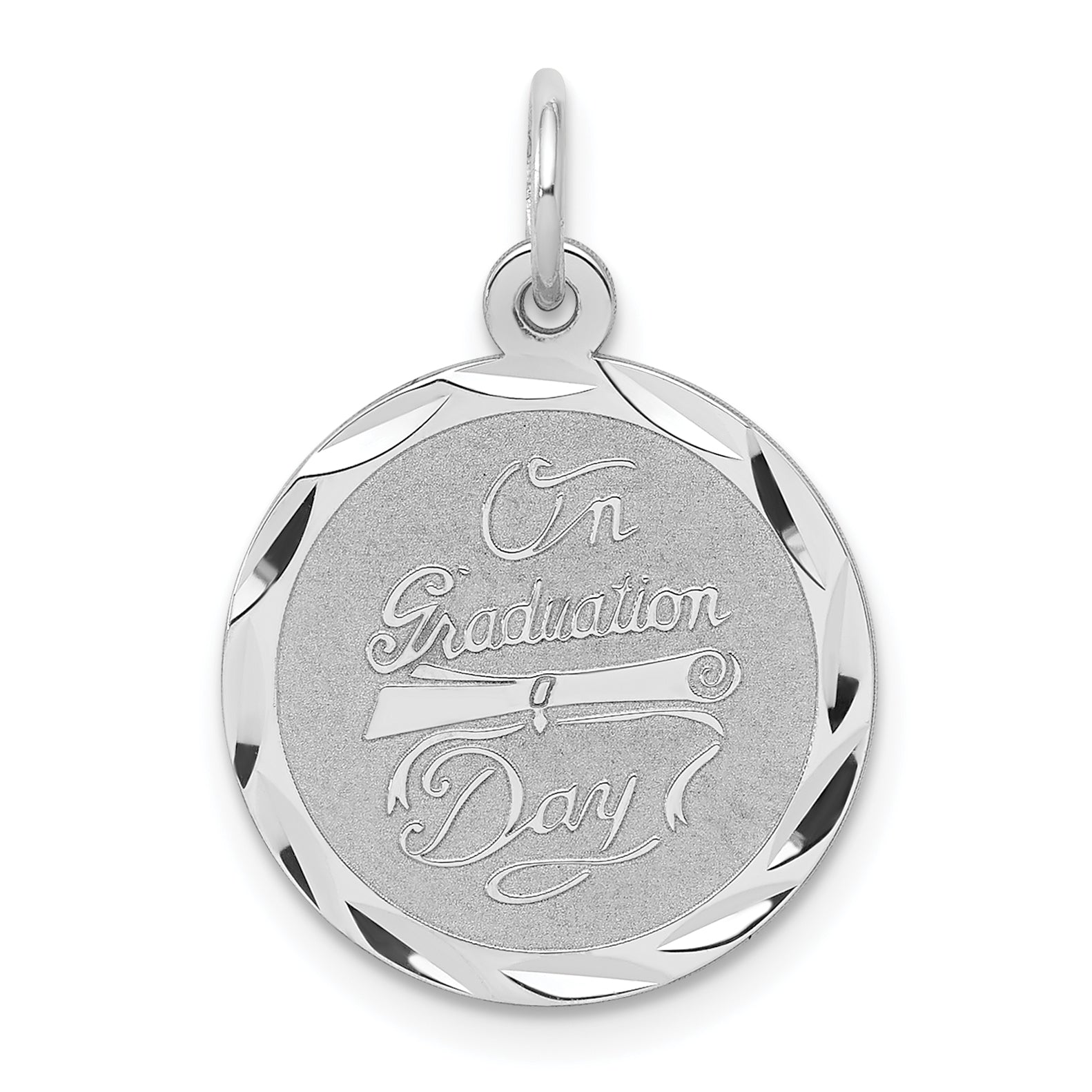 Sterling Silver Rhodium-Plated On Graduation Day Disc Charm