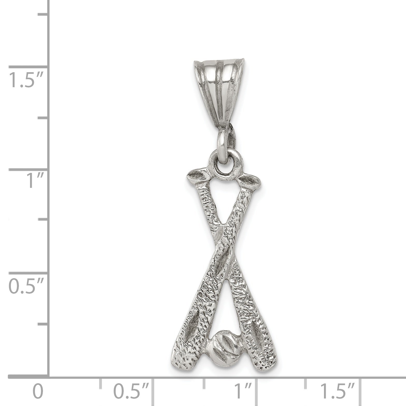 Sterling Silver Two Bats & A Ball Charm