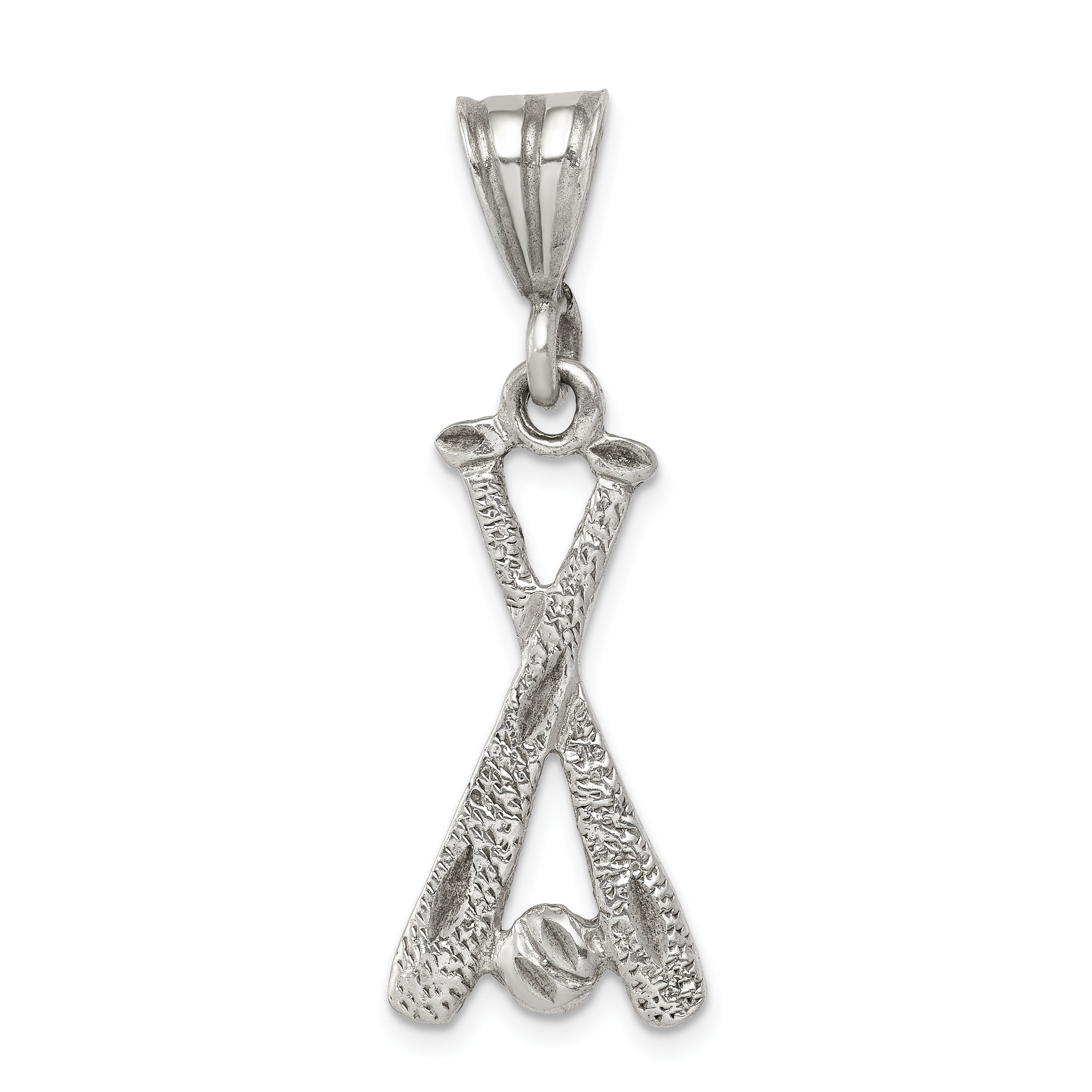 Sterling Silver Two Bats & A Ball Charm