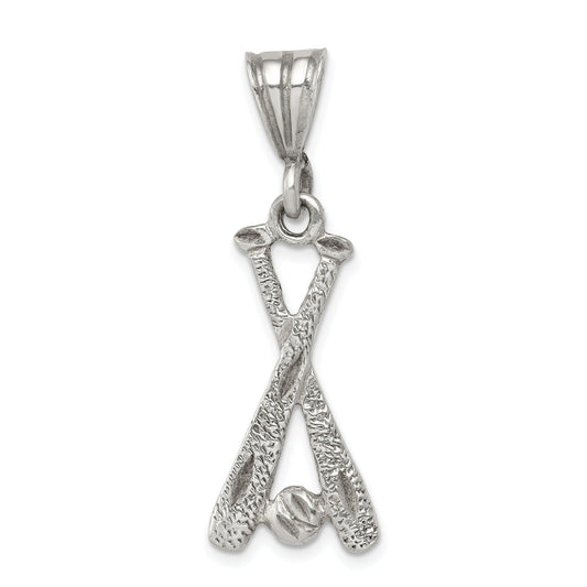 Sterling Silver Two Bats & A Ball Charm