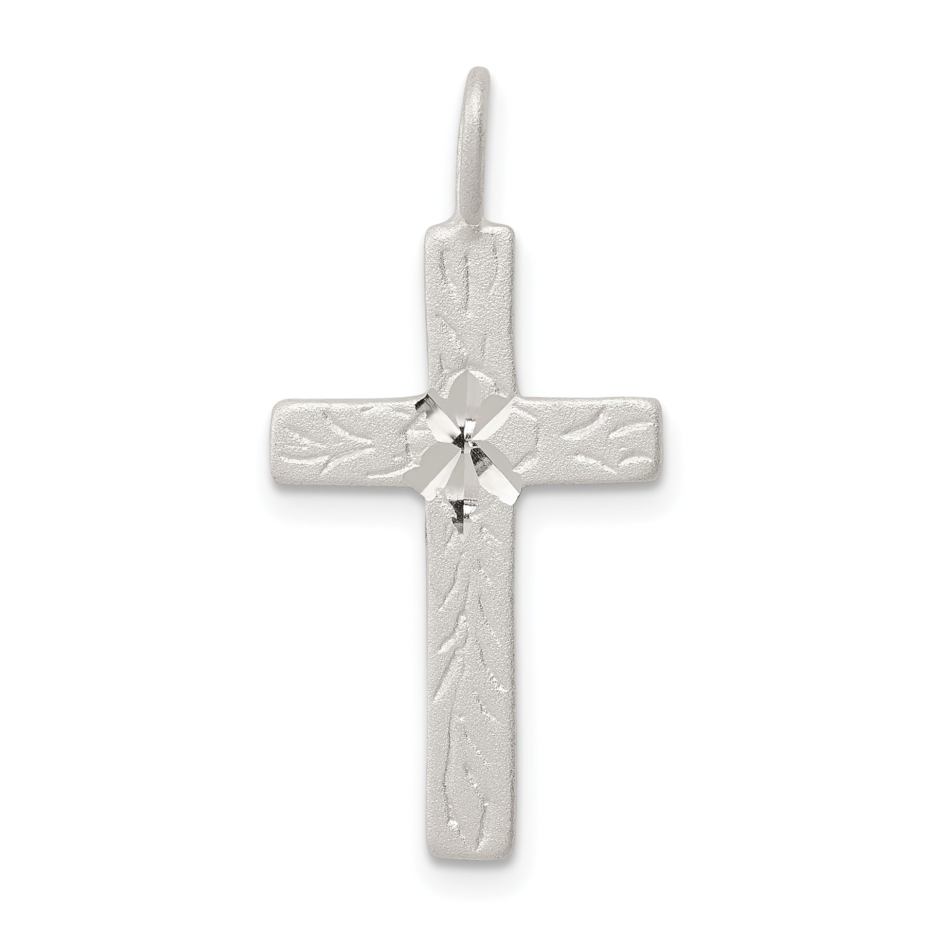Sterling Silver Diamond-Cut Cross Pendant