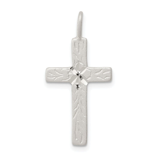 Sterling Silver Diamond-Cut Cross Pendant