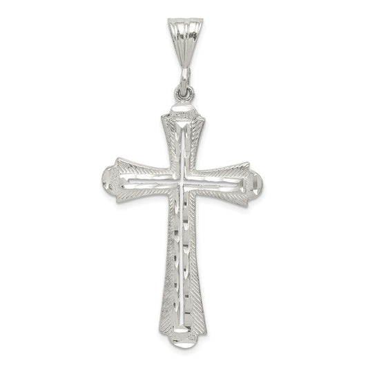 Sterling Silver Diamond-Cut Cross Pendant