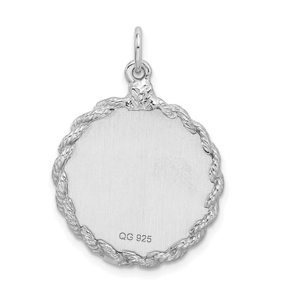 Sterling Silver Rhodium-Plated Merry Christmas Disc Charm