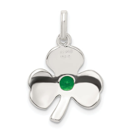 Sterling Silver Clover With Green Glass Charm