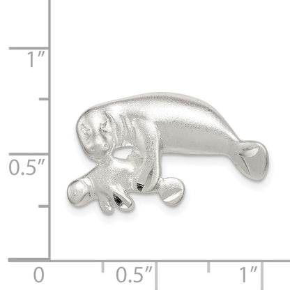 Sterling Silver Manatee With Baby Charm