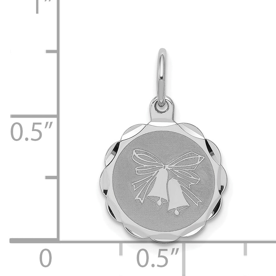 Sterling Silver Rhodium-Plated Wedding Bells Disc Charm