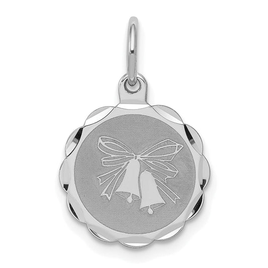 Sterling Silver Rhodium-Plated Wedding Bells Disc Charm