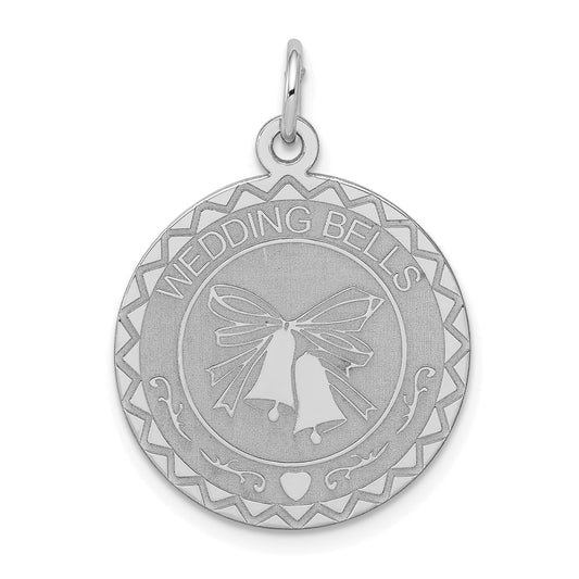 Sterling Silver Rhodium-Plated Wedding Bells Disc Charm