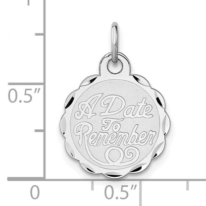 Sterling Silver Rhodium-Plated A Date To Remember Disc Charm