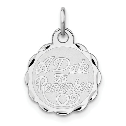 Sterling Silver Rhodium-Plated A Date To Remember Disc Charm
