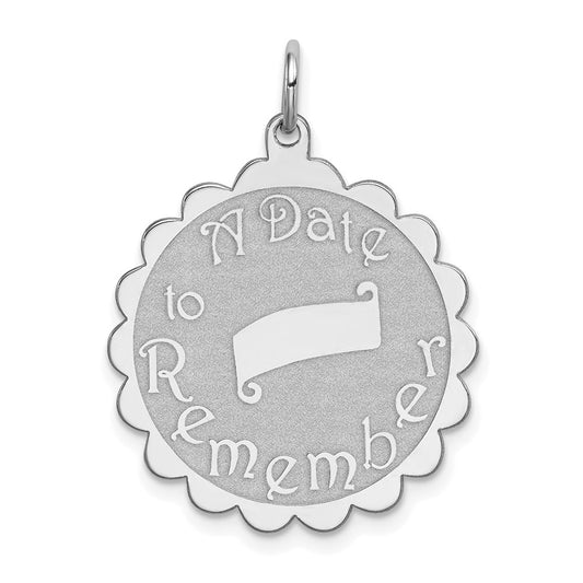 Sterling Silver Rhodium-Plated A Date To Remember Disc Charm