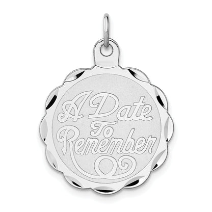 Sterling Silver Rhodium-Plated A Date To Remember Disc Charm