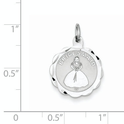 Sterling Silver Rhodium-Plated Bridesmaid Disc Charm