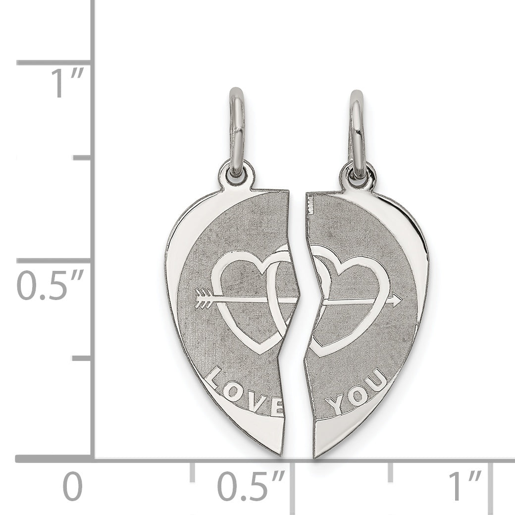Sterling Silver Rhodium-Plated 2-Piece Love You Disc Charm