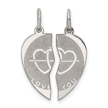 Sterling Silver Rhodium-Plated 2-Piece Love You Disc Charm