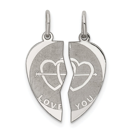 Sterling Silver Rhodium-Plated 2-Piece Love You Disc Charm