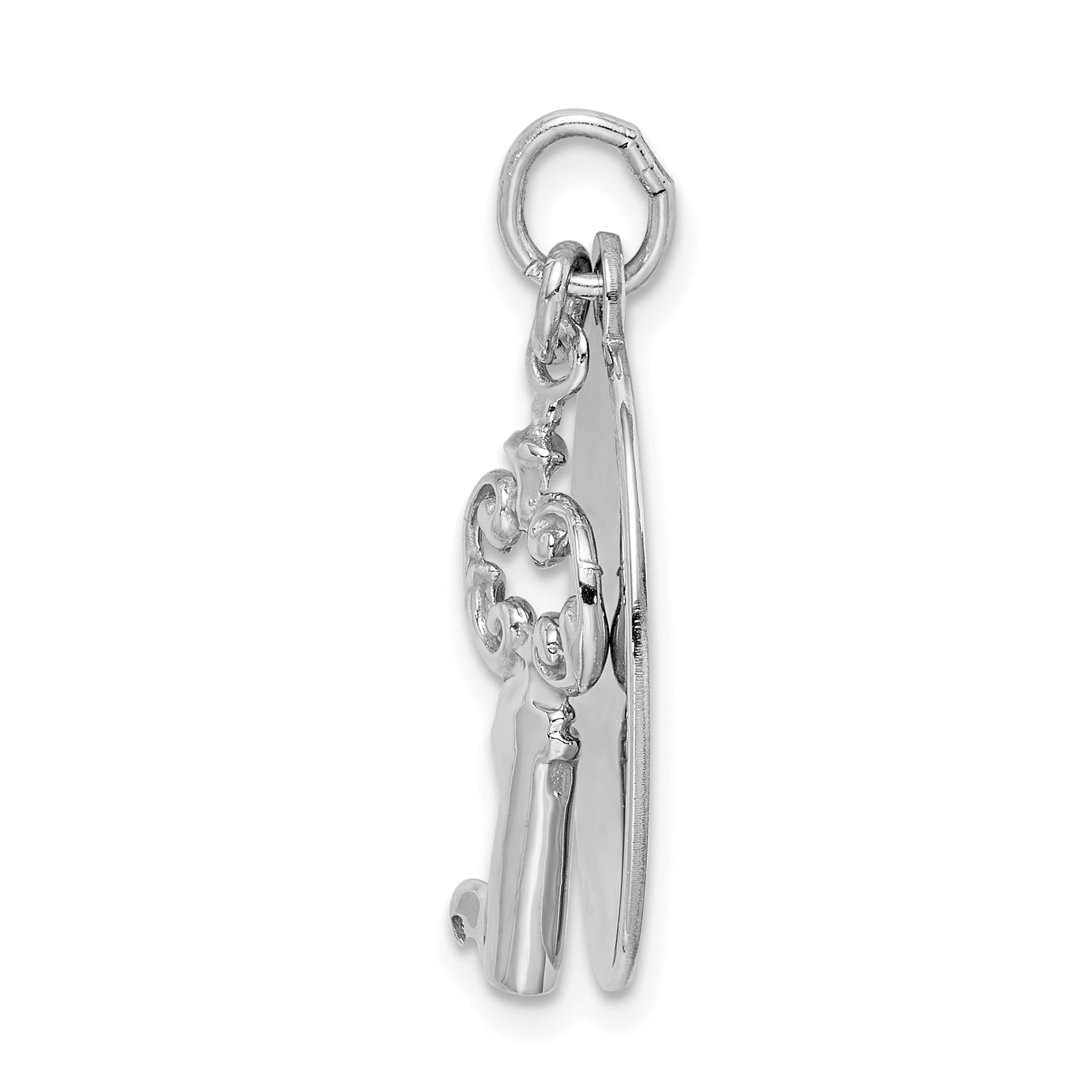 Sterling Silver Rhodium-Plated Key Charm