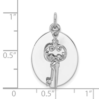Sterling Silver Rhodium-Plated Key Charm